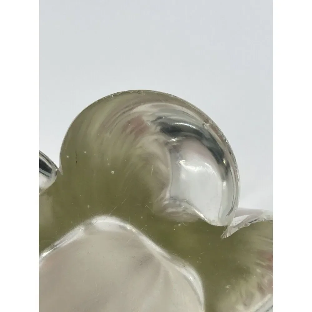 Vintage Clear Glass Swung Stretch Twist Vase Ruffle Top 11.5” Mid Century MCM